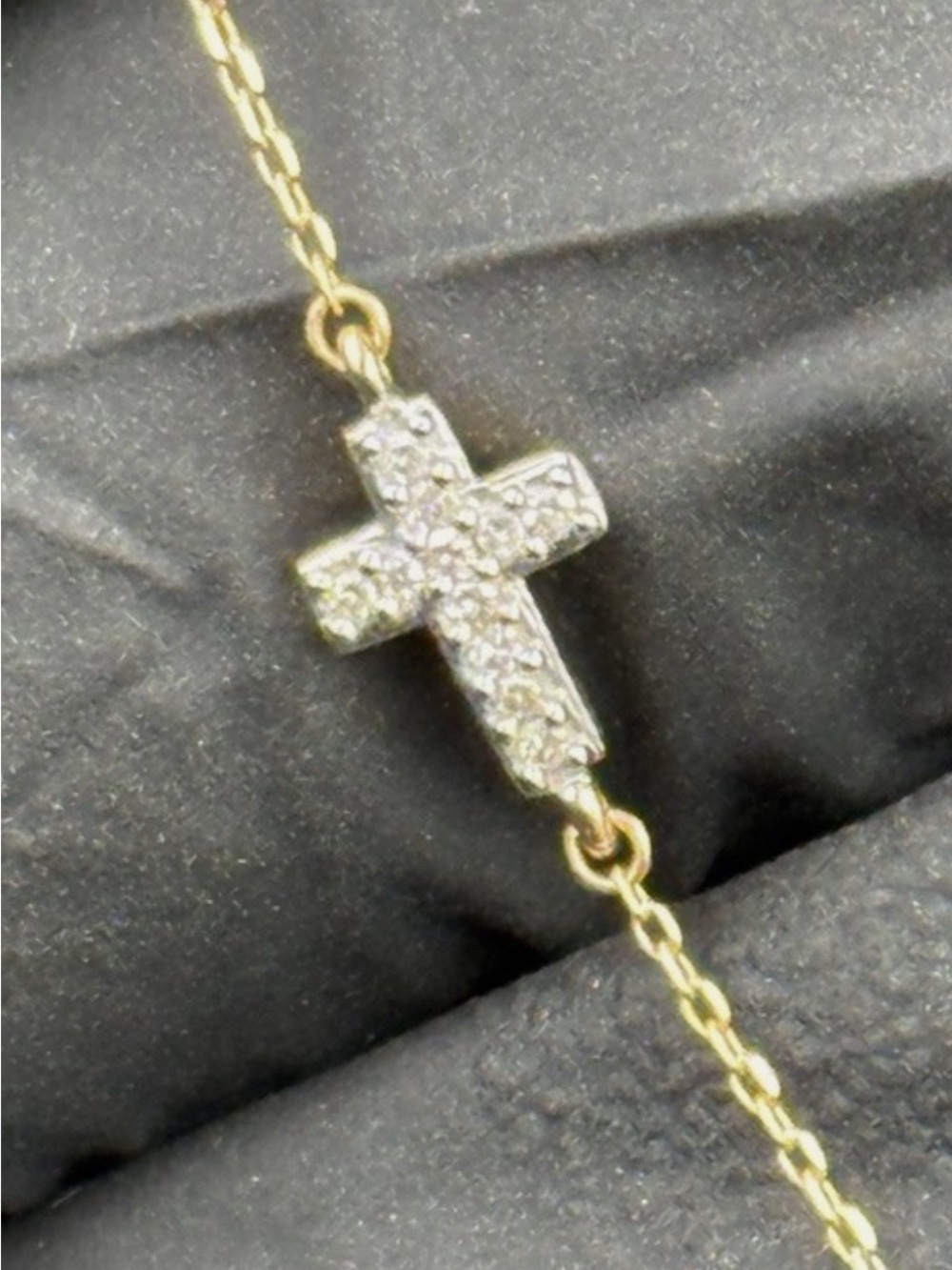Adina Reyter Delicate Side Cross set with Pave Diamonds on 14K Necklace - Picture 5 of 5